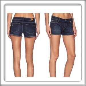 PAIGE Bobby Short Shorts Jean Denim Distressed Frayed Hem Cut Off Blue Size 26